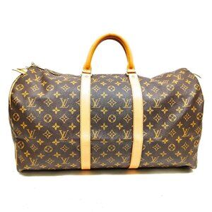 Louis Vuitton LV Boston Bag Keepall 50 Brown Monogram 849-073125